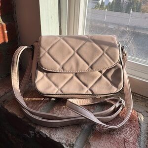 Cream/Pink Quilted Crossbody Bag